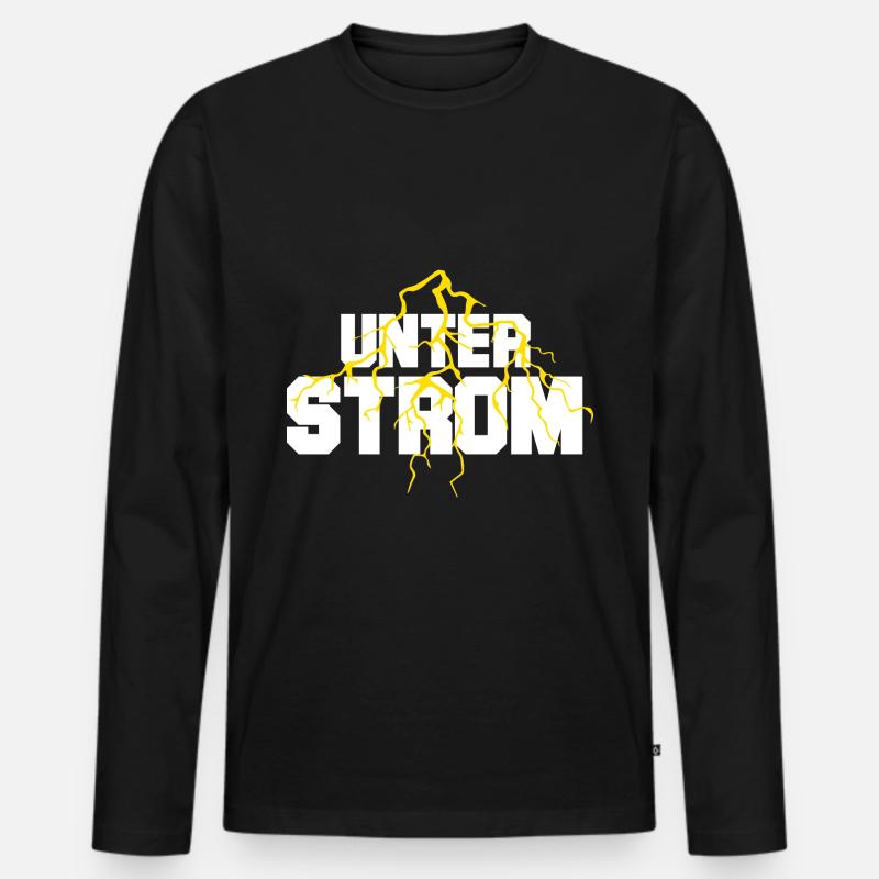 Unter Strom - Männer Premium Bio Langarmshirt - Schwarz