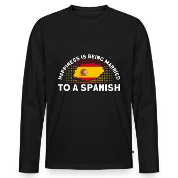 Drapeau espagnol Cadeau racines espagnoles - T-shirt manches longues Premium bio Homme - noir - Devant - Nico (187cm)