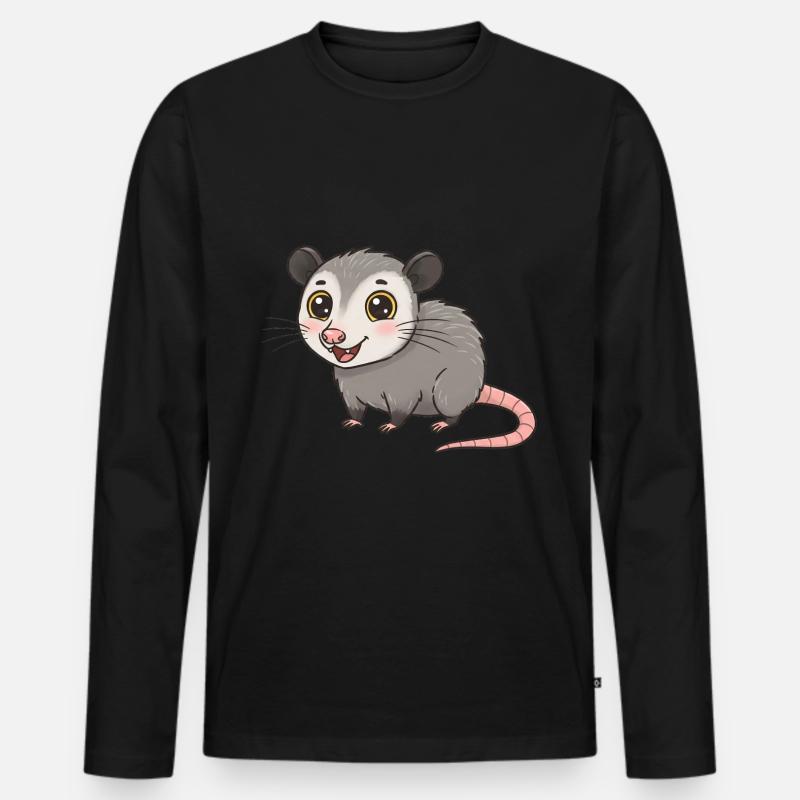Tier Cartoon Opossum - Männer Premium Bio Langarmshirt - Schwarz