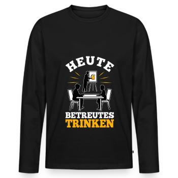 Heute Betreutes Trinken - Männer Premium Bio Langarmshirt - Schwarz - Vorne - Nico (187cm)