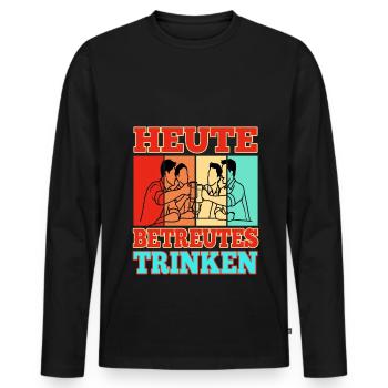 Heute Betreutes Trinken - Männer Premium Bio Langarmshirt - Schwarz - Vorne - Nico (187cm)