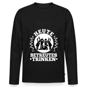 Heute Betreutes Trinken - Männer Premium Bio Langarmshirt - Schwarz - Vorne - Nico (187cm)