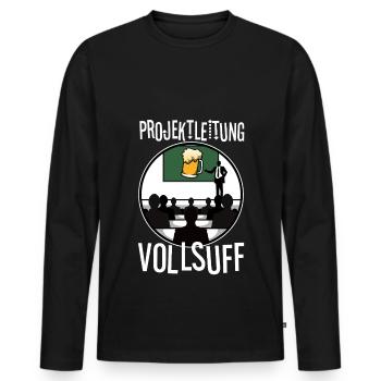 Projektleitung Vollsuff - Männer Premium Bio Langarmshirt - Schwarz - Vorne - Nico (187cm)