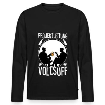 Projektleitung Vollsuff - Männer Premium Bio Langarmshirt - Schwarz - Vorne - Nico (187cm)