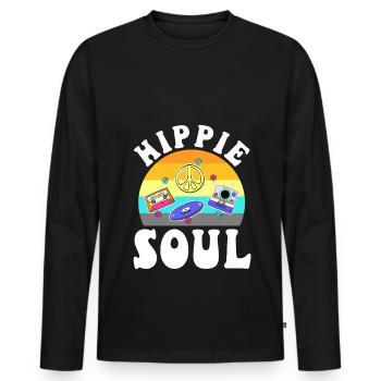 Âme hippie - T-shirt manches longues Premium bio Homme - noir - Devant - Nico (187cm)