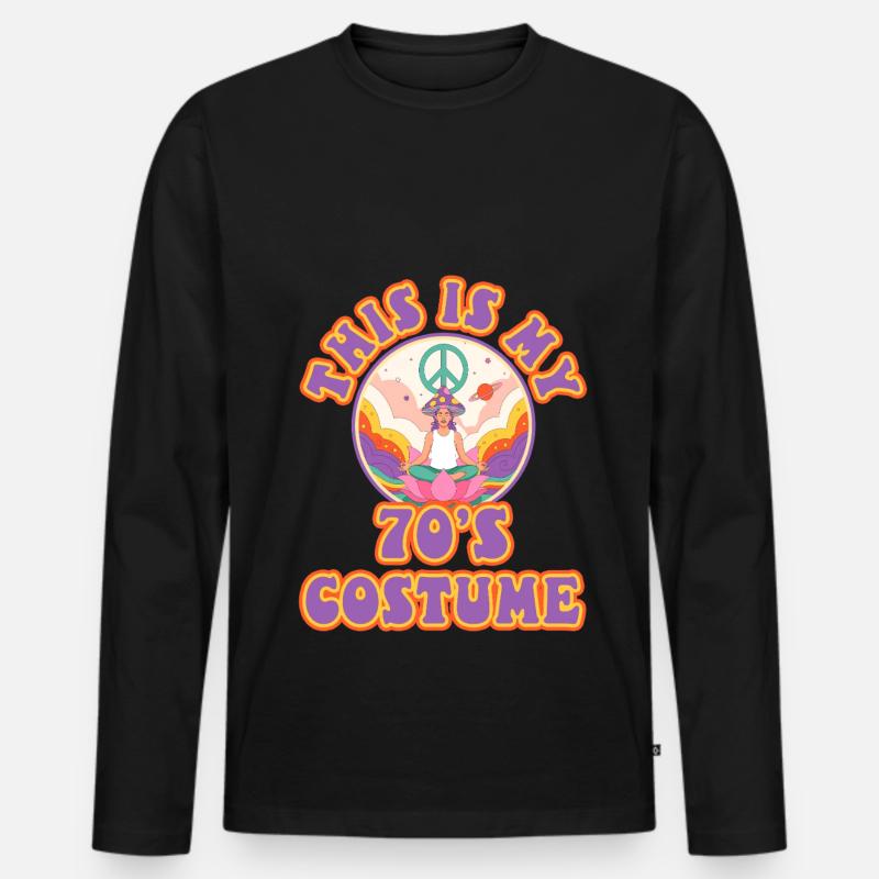 This Is My 70s Costume - Männer Premium Bio Langarmshirt - Schwarz