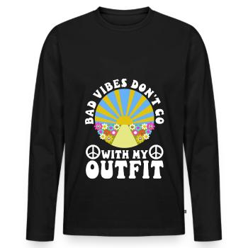 Bad vibes don't go with my outfit - Men's Premium Organic Long Sleeve Shirt - black - Front - Nico (187cm)