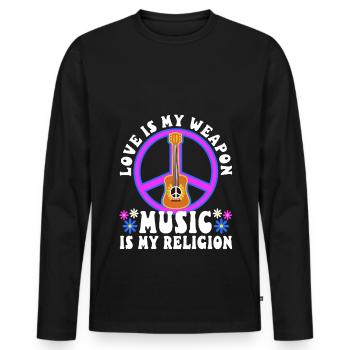 Love is my weapon, music is my religion. - Men's Premium Organic Long Sleeve Shirt - black - Front - Nico (187cm)