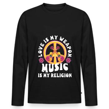 Bad vibes don't go with my outfit - Men's Premium Organic Long Sleeve Shirt - black - Front - Nico (187cm)