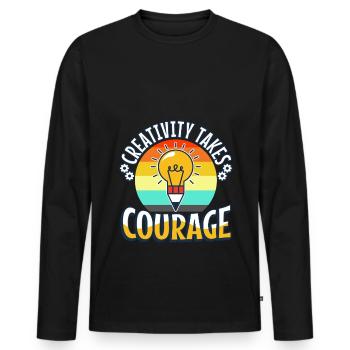 Creativity Takes Courage - Männer Premium Bio Langarmshirt - Schwarz - Vorne - Nico (187cm)