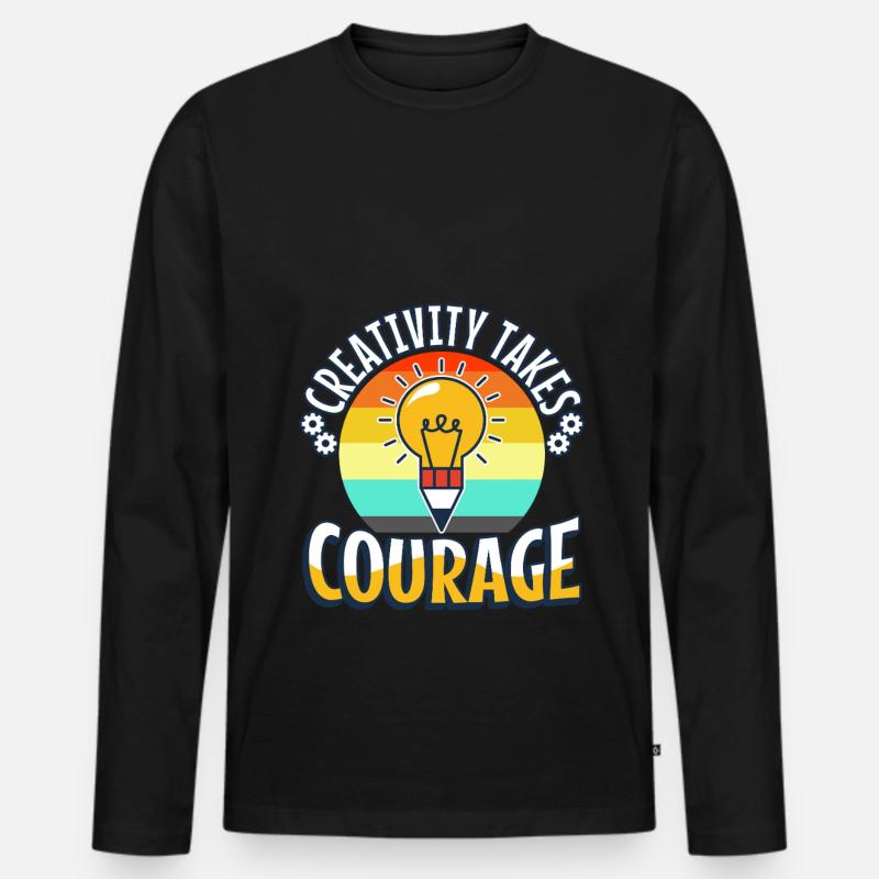 Creativity Takes Courage - Männer Premium Bio Langarmshirt - Schwarz