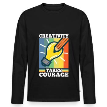 Creativity Takes Courage - Männer Premium Bio Langarmshirt - Schwarz - Vorne - Nico (187cm)