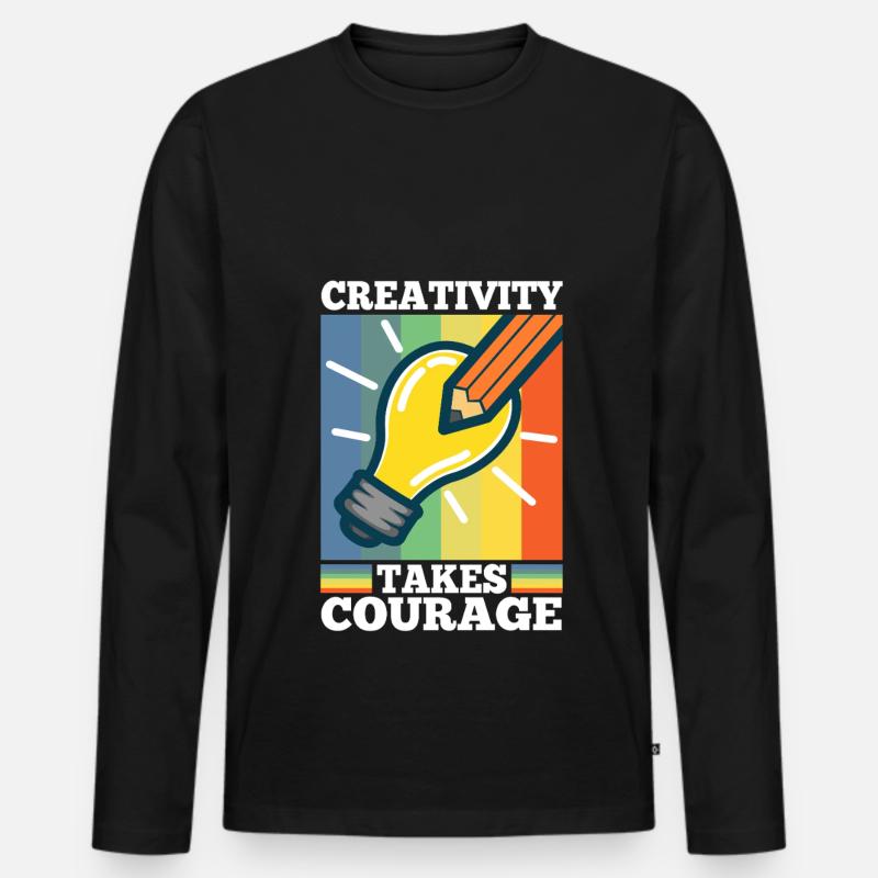 Creativity Takes Courage - Männer Premium Bio Langarmshirt - Schwarz