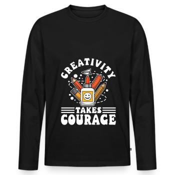 Creativity Takes Courage - Männer Premium Bio Langarmshirt - Schwarz - Vorne - Nico (187cm)