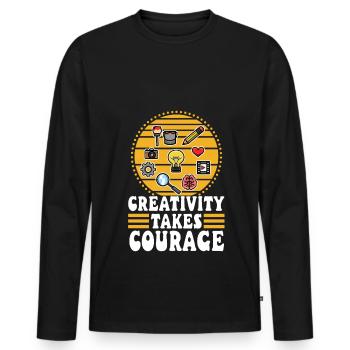 Creativity Takes Courage - Männer Premium Bio Langarmshirt - Schwarz - Vorne - Nico (187cm)