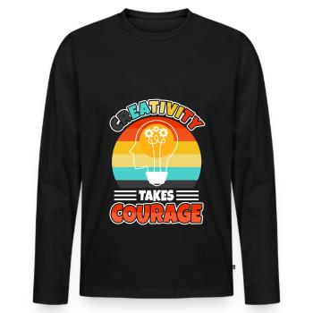 Creativity Takes Courage - Men's Premium Organic Long Sleeve Shirt - black - Front - Nico (187cm)