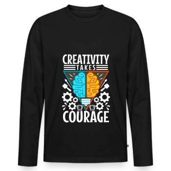 Creativity Takes Courage - Männer Premium Bio Langarmshirt - Schwarz - Vorne - Nico (187cm)
