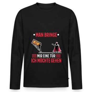 Man bringe mir eine Tür, ich möchte gehen - Männer Premium Bio Langarmshirt - Schwarz - Vorne - Nico (187cm)
