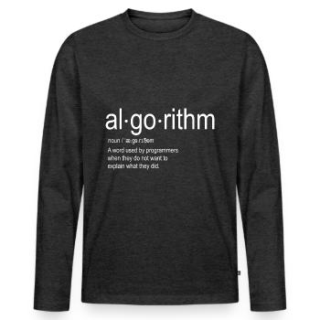 Algorithm Shirt Algorithmus Definition Geschenk - Männer Premium Bio Langarmshirt - Anthrazit meliert - Vorne - Nico (187cm)