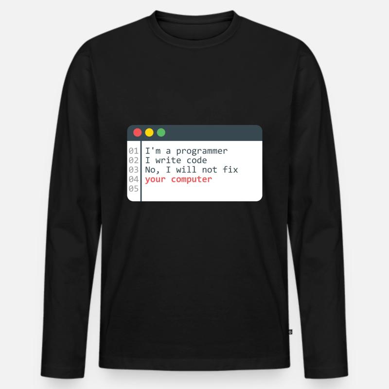 Programmer HTML Computer Coder Coding Programming Men's Premium Organic Long Sleeve Shirt