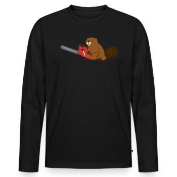 Forest worker Bieber With chainsaw chainsaw - Men's Premium Organic Long Sleeve Shirt - black - Front - Nico (187cm)