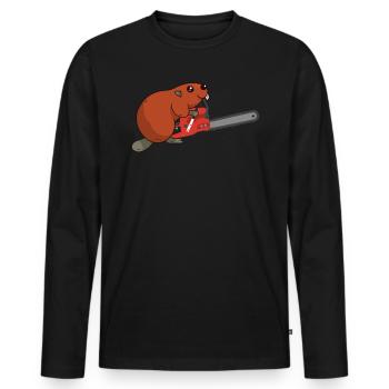 Forest worker Bieber With chainsaw chainsaw - Men's Premium Organic Long Sleeve Shirt - black - Front - Nico (187cm)