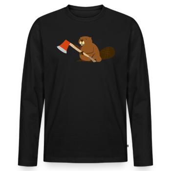 Forest Worker Bieber With Beil Gift Lumberjack - Men's Premium Organic Long Sleeve Shirt - black - Front - Nico (187cm)