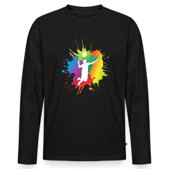 Federball Badminton Geschenk - Männer Premium Bio Langarmshirt - Schwarz - Vorne - Nico (187cm)