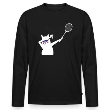 Chat Chat Badminton Badminton Badminton Badminton - T-shirt manches longues Premium bio Homme - noir - Devant - Nico (187cm)