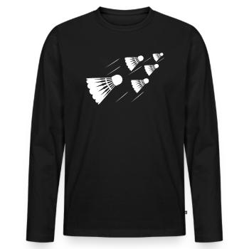 Federball Badminton Geschenk - Männer Premium Bio Langarmshirt - Schwarz - Vorne - Nico (187cm)