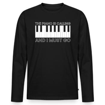 The Piano Is Calling And I Must Go - Men's Premium Organic Long Sleeve Shirt - black - Front - Nico (187cm)