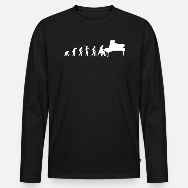 Evolution Geschenk Klavier Spieler Piano - Männer Premium Bio Langarmshirt - Schwarz