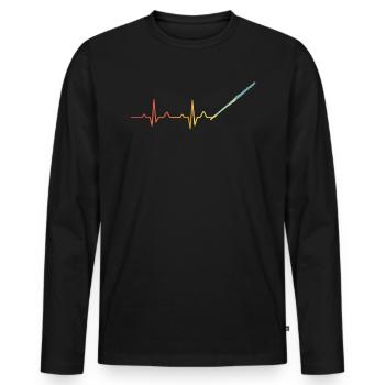 Heartbeat Heartline Heart Rate Flûte - T-shirt manches longues Premium bio Homme - noir - Devant - Nico (187cm)