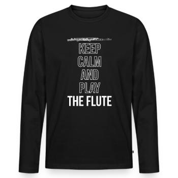 Keep Calm And Play The Flute Querflöte - Men's Premium Organic Long Sleeve Shirt - black - Front - Nico (187cm)
