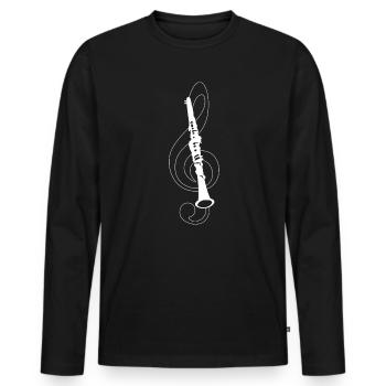 Clarinet Clef - Men's Premium Organic Long Sleeve Shirt - black - Front - Nico (187cm)
