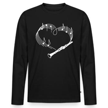 Heart Love Clarinet Gift - Men's Premium Organic Long Sleeve Shirt - black - Front - Nico (187cm)