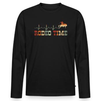 Vintage Heartbeat Heart Rate Rodeo Time - Men's Premium Organic Long Sleeve Shirt - black - Front - Nico (187cm)