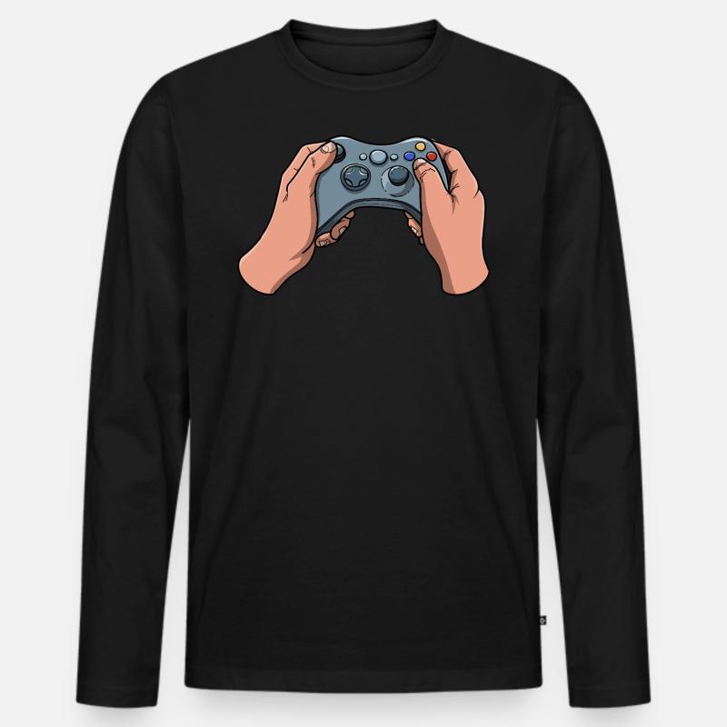 Gamer Controller - Männer Premium Bio Langarmshirt - Schwarz