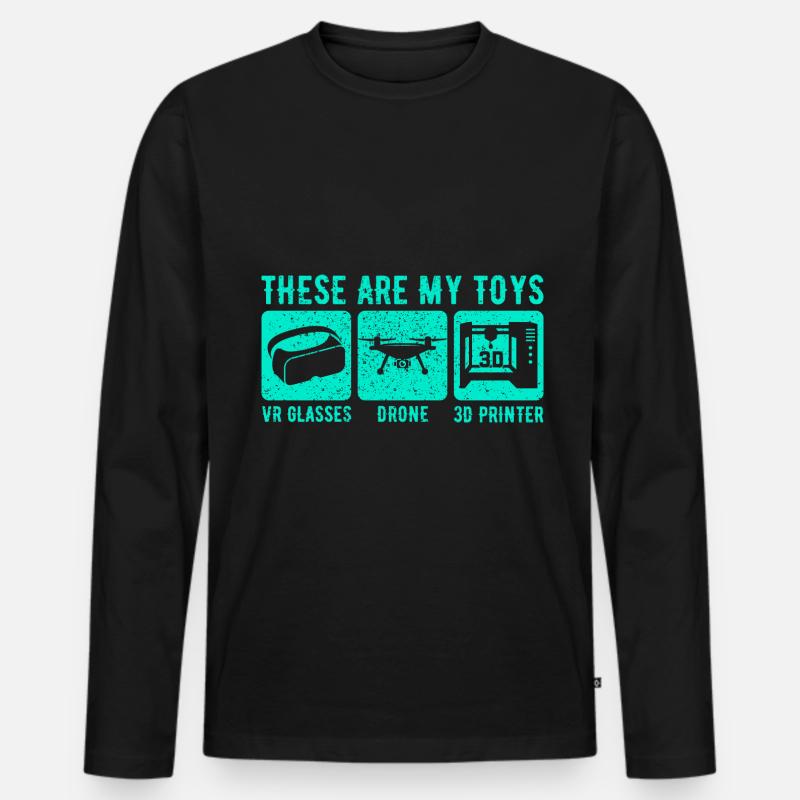 Drone - Männer Premium Bio Langarmshirt - Schwarz