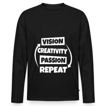Vision Creativity Passion - Men's Premium Organic Long Sleeve Shirt - black - Front - Nico (187cm)