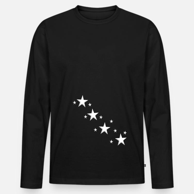 Sterne - Männer Premium Bio Langarmshirt - Schwarz