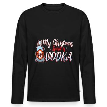 Mon de Noël est la vodka - T-shirt manches longues Premium bio Homme - noir - Devant - Nico (187cm)