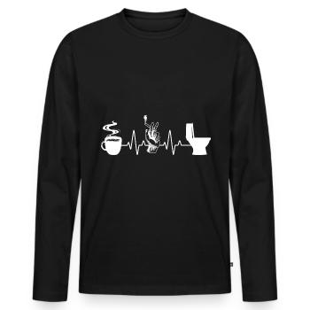 Kaffee Zigarette Toilette Humor Raucher - Männer Premium Bio Langarmshirt - Schwarz - Vorne - Nico (187cm)
