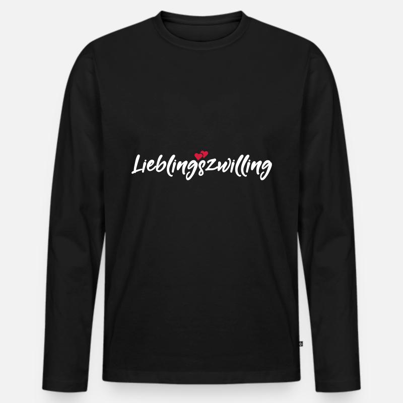 Lieblingszwilling bester Zwilling Sprüche Geschenk - Männer Premium Bio Langarmshirt - Schwarz