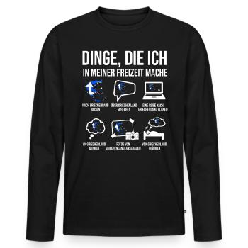 Griechenland Spruch Heimatland Urlaub Grieche - Männer Premium Bio Langarmshirt - Schwarz - Vorne - Nico (187cm)