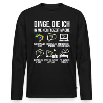 Brasilien Reise Heimatland Brasilien Brasilianer - Männer Premium Bio Langarmshirt - Schwarz - Vorne - Nico (187cm)