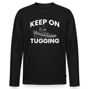 Keep On Tugging Tugboat Schlepper - Männer Premium Bio Langarmshirt - Schwarz - Vorne - Nico (187cm)
