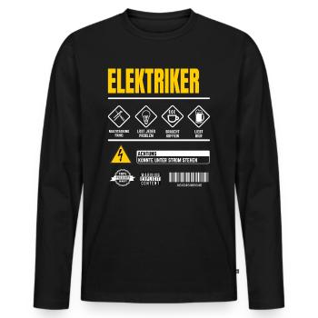 Elektriker Gebrauchsanweisung Elektriker - Männer Premium Bio Langarmshirt - Schwarz - Vorne - Nico (187cm)