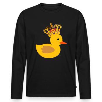Gummiente Geschenk Queen King Krone - Männer Premium Bio Langarmshirt - Schwarz - Vorne - Nico (187cm)
