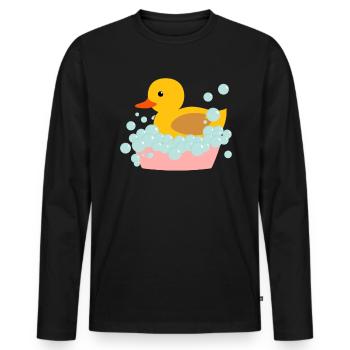 Canard de bain Cadeau Canard jaune en caoutchouc - T-shirt manches longues Premium bio Homme - noir - Devant - Nico (187cm)